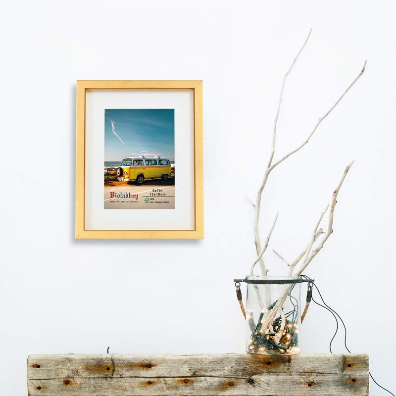 VIOLABBEY 8x10 Picture Frame Gold Set of 2, Photo Frame 5x7 with Mat or 8x10 without Mat, Wall Mount or Table Top, Semi Tempered Glass - Image 4
